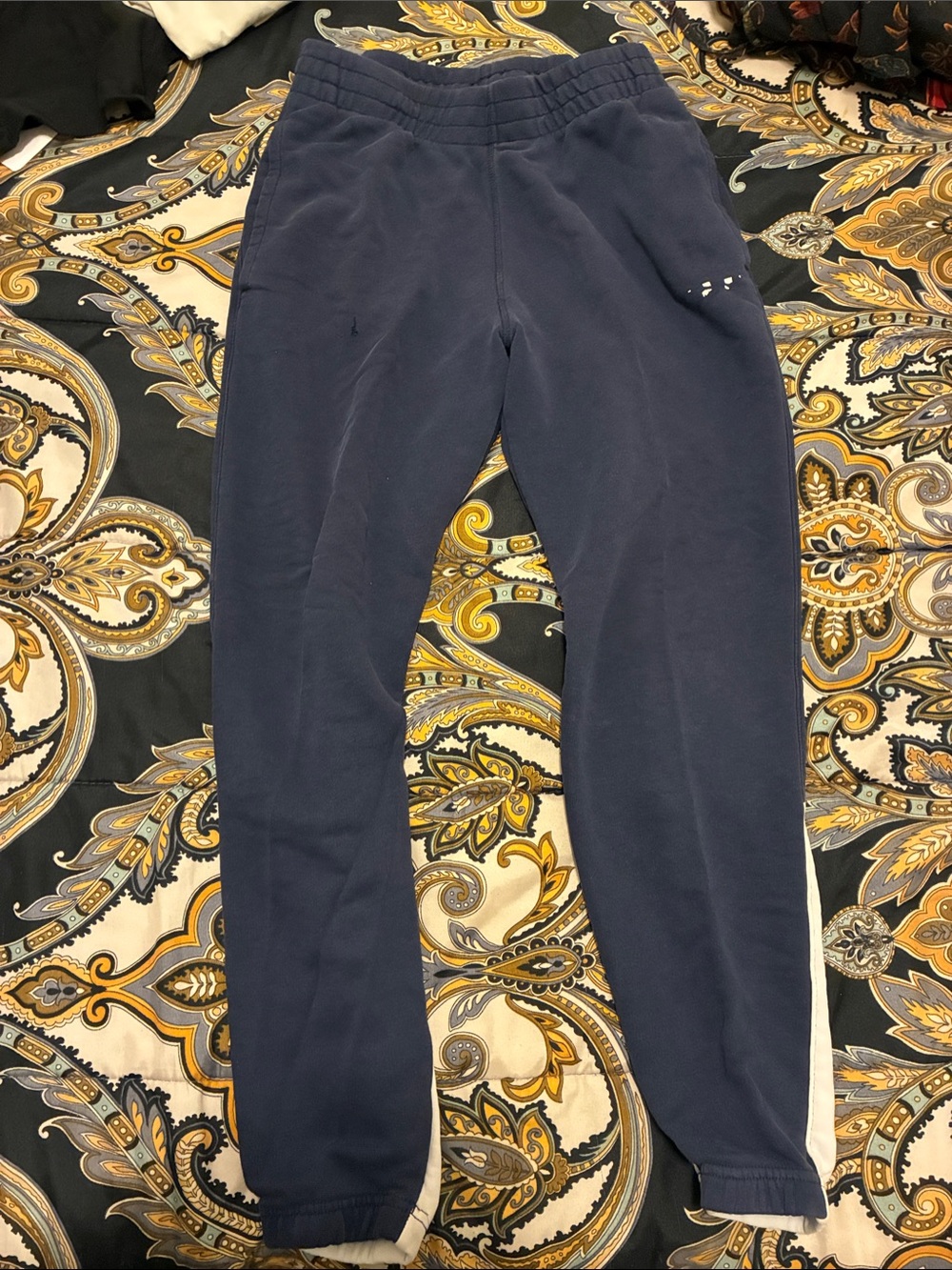 Reebok Navy Blue Sweatpants with White Side Stripe